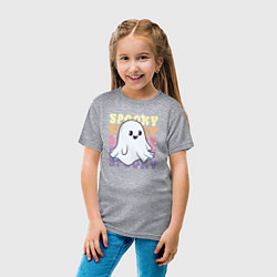 Футболка хлопковая детская Cute little spooky ghost, цвет: меланж — фото 2