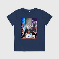 Футболка хлопковая детская Ван Пис Луффи Монки, цвет: тёмно-синий