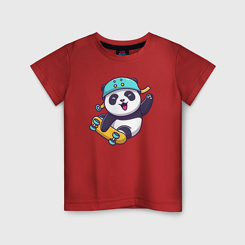 Детская футболка Skater panda / Красный – фото 1