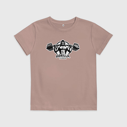 Детская футболка Gorilla power gym / Пыльно-розовый – фото 1