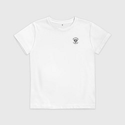 Футболка хлопковая детская Мы русские с нами Бог Герб черный на узорном флаге, цвет: белый