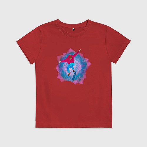 Детская футболка Парень на скейте / Красный – фото 1