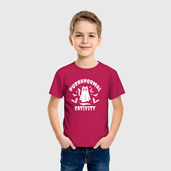 Футболка хлопковая детская Кот приведение, цвет: маджента — фото 2