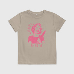 Футболка хлопковая детская Немного не в себе дама, цвет: миндальный