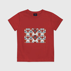 Детская футболка Узор красно-синий на белом фоне