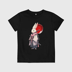 Футболка хлопковая детская Заяц ронин, цвет: черный