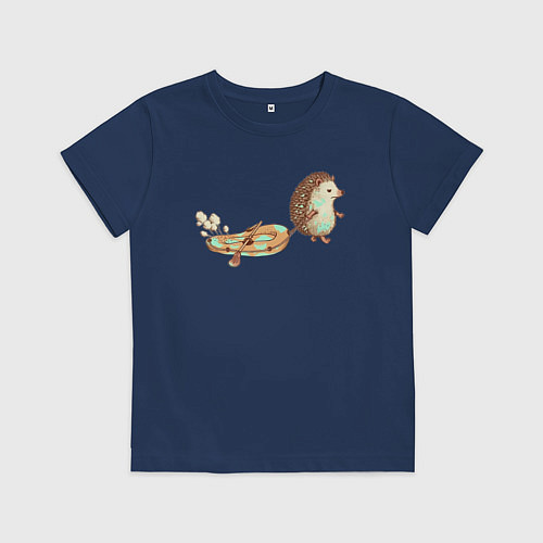 Детская футболка Ежик со спущенной лодкой / Тёмно-синий – фото 1