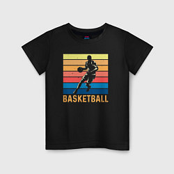 Футболка хлопковая детская Basketball lettering, цвет: черный