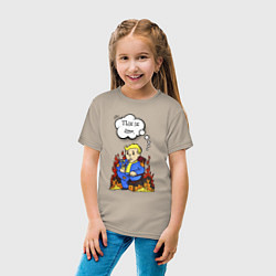 Футболка хлопковая детская Vault boy in the fire, цвет: миндальный — фото 2