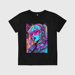 Детская футболка Кибер девчонка в розовых очках - нейроарт