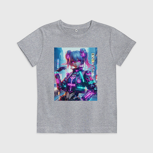 Детская футболка Модная красотка - киберпанк / Меланж – фото 1