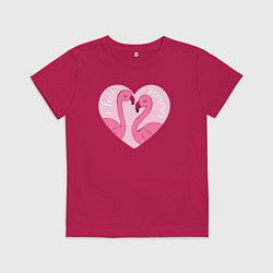 Футболка хлопковая детская Летние фламинго, цвет: маджента