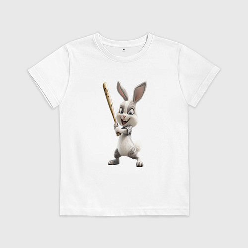 Детская футболка Заяц спортивный / Белый – фото 1