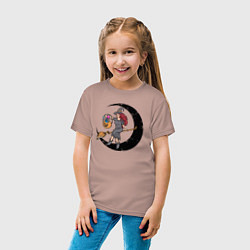 Футболка хлопковая детская Ведьмочка с тыквой, цвет: пыльно-розовый — фото 2