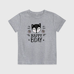 Футболка хлопковая детская Лисёнок с днём рождения, цвет: меланж