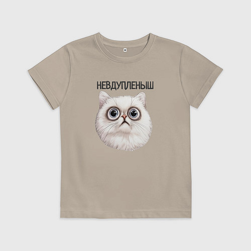 Детская футболка Кот невдупленыш / Миндальный – фото 1