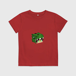 Футболка хлопковая детская Голова Майнкрафт, цвет: красный