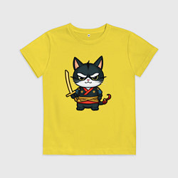 Детская футболка Смелый кот самурай