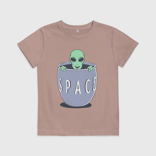 Детская футболка Космический пришелец / Пыльно-розовый – фото 1