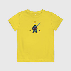 Футболка хлопковая детская Барт Симпсон самурай с мечом, цвет: желтый