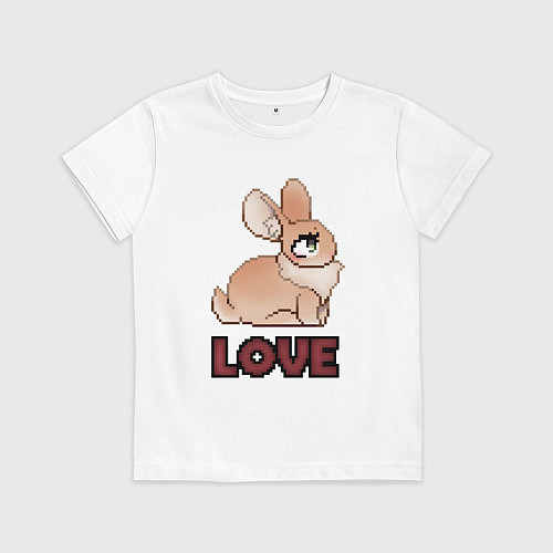 Детская футболка Милый кролик love пиксель арт / Белый – фото 1