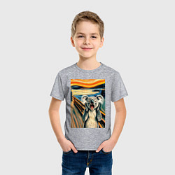 Футболка хлопковая детская Коала кричит на картине Эдварда Мунка - мем искусс, цвет: меланж — фото 2