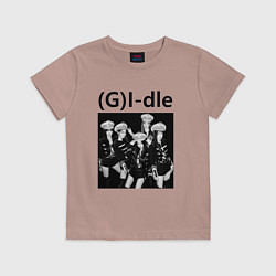 Футболка хлопковая детская G I-dle группа в стиле империи, цвет: пыльно-розовый