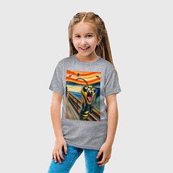 Футболка хлопковая детская Оса кричит на картине Эдварда Мунка - мем искусств, цвет: меланж — фото 2