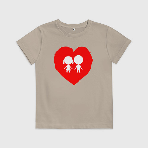 Детская футболка Алое сердце / Миндальный – фото 1