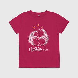Футболка хлопковая детская Милые влюбленные ёжики, цвет: маджента