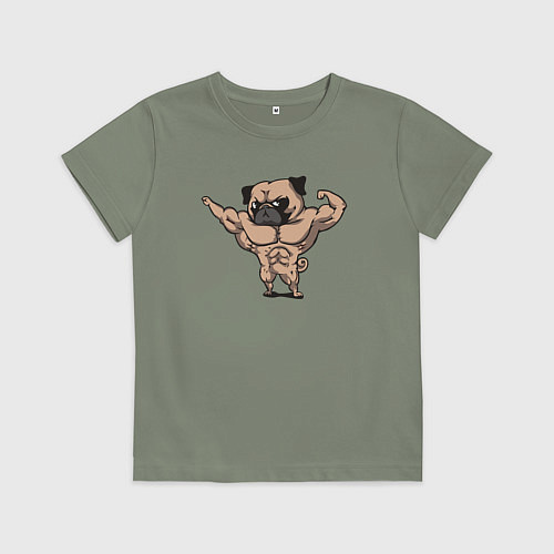 Детская футболка Мопс качок / Авокадо – фото 1