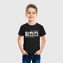 Футболка хлопковая детская Хван Хенджин stray kids, цвет: черный — фото 2