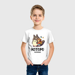 Футболка хлопковая детская Кот и Тоторо - коллаба, цвет: белый — фото 2