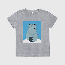 Футболка хлопковая детская Кот манул, цвет: меланж
