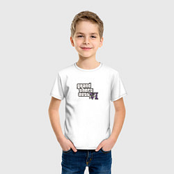 Футболка хлопковая детская Grand Theft Auto 6 vice city logo, цвет: белый — фото 2