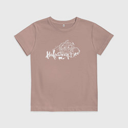 Футболка хлопковая детская Halloween - тыква, паутина, цвет: пыльно-розовый