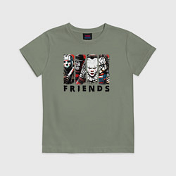 Футболка хлопковая детская Halloween friends black friday, цвет: авокадо