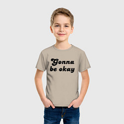 Футболка хлопковая детская Всё будет хорошо - девиз, цвет: миндальный — фото 2