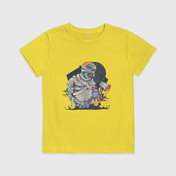 Футболка хлопковая детская Хэллоуин зомби, цвет: желтый