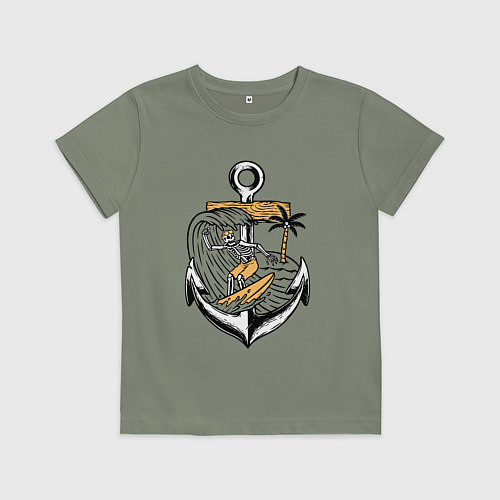 Детская футболка Скелетик серфер / Авокадо – фото 1