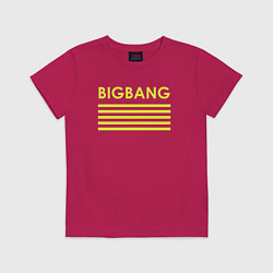 Футболка хлопковая детская Big bang с желтыми полосами, цвет: маджента
