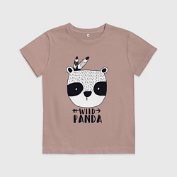 Футболка хлопковая детская Wild panda, цвет: пыльно-розовый