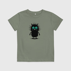 Футболка хлопковая детская Домовенок котя, цвет: авокадо