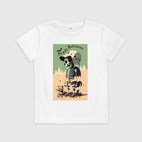 Детская футболка Прикольный черепок - хэллоуин / Белый – фото 1