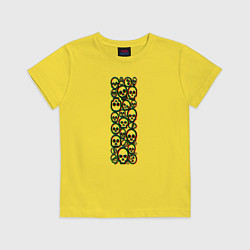 Футболка хлопковая детская Halloween skulls, цвет: желтый