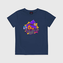 Футболка хлопковая детская Тыква геймер, цвет: тёмно-синий