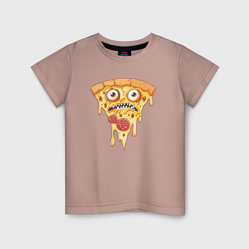 Детская футболка Pizza face / Пыльно-розовый – фото 1