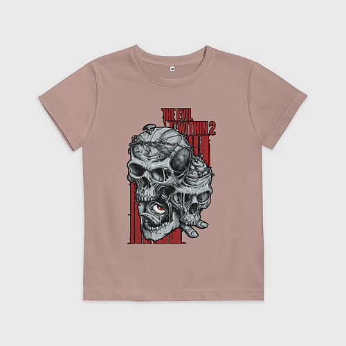 Детская футболка The evil within 2 skulls / Пыльно-розовый – фото 1