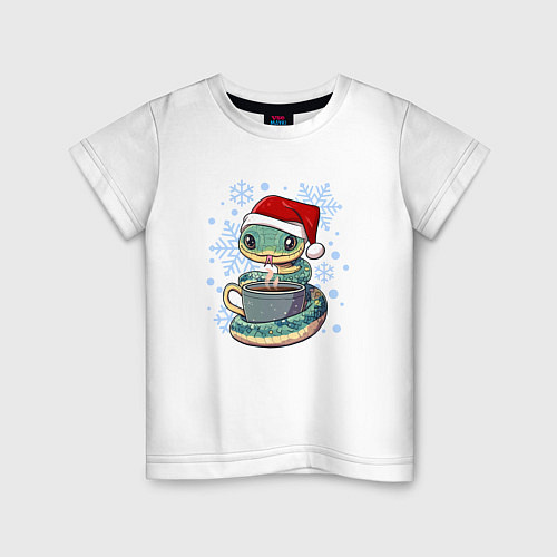 Детская футболка Змейка с кофе / Белый – фото 1