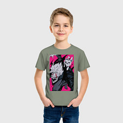 Футболка хлопковая детская Дандадан Кэн Такакура, цвет: авокадо — фото 2